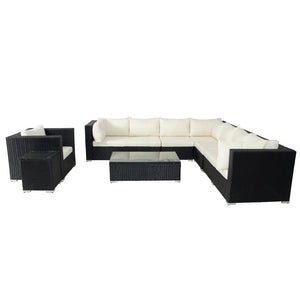 Conjunto modular de jardín de 8 plazas, negro y blanco, Salento, fondo blanco concept u