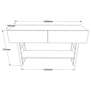 Consola de madera de estilo industrial Tara Concept-U - dimensiones