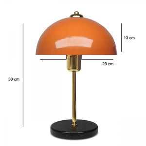 Dimensiones de la lámpara de mesa naranja con forma de hongo concept u