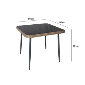Dimensiones de la mesa Baracoa para muebles de jardín color marrón y beige concept u
