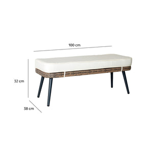 Dimensiones del banco Baracoa para muebles de jardín marrón y beige concept u