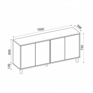 Dimensiones del buffet gráfico blanco viret concept u