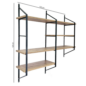 Dimensiones del juego de estantes de madera y negro Yomi concept u