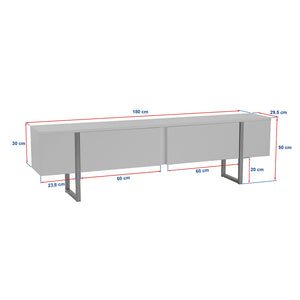 Dimensiones del mueble de TV industrial de pino negro Moov concept u