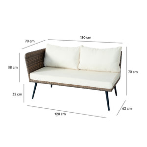 Dimensiones del sofá recto Baracoa marrón y beige concept u