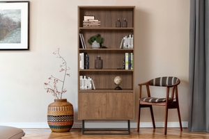 Diseño de biblioteca madera Haye rectángulo concept u