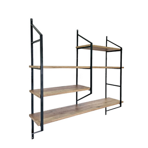 Estantería Yomi de madera y negro con fondo blanco concept u