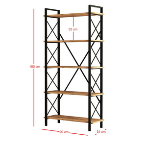 Estantería de madera y fani negro, dimensiones concept u