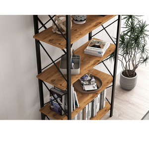 Estantería de madera y negro con ambiente Fani, vista superior concept u