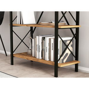 Estanterías de biblioteca de madera y fani negro, ambiente de zoom, libros concept u