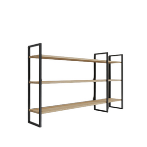 Estanterías de diseño de madera y fondo vitrocerámico negro y blanco concept u
