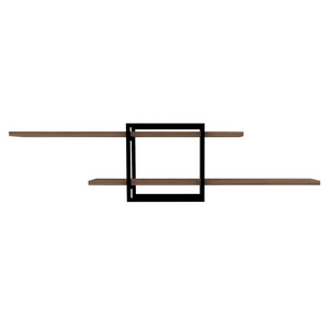 Estanterías de diseño de madera y paro negro con fondo blanco concept u