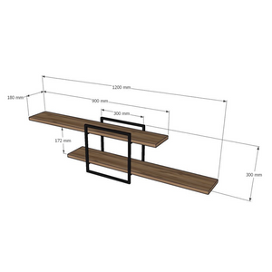 Estanterías de diseño de madera y paro negro, dimensiones concept u