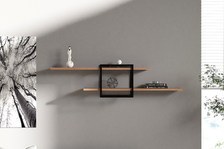 Estanterías de diseño en madera y negro paro rectangular concept u
