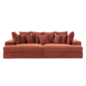 Foto del sofá grande de pana Cardiff Terracotta vista frontal concept u