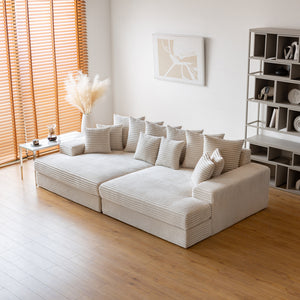 Gran sofá de pana beige con parte superior Cardiff concept u