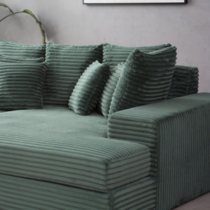 Gran sofá de pana verde con cojines Zoom Cardiff concept u