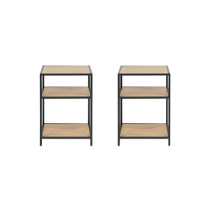 Juego de 2 mesitas de noche de diseño de madera y metal factory con fondo blanco nueva imagen concept u