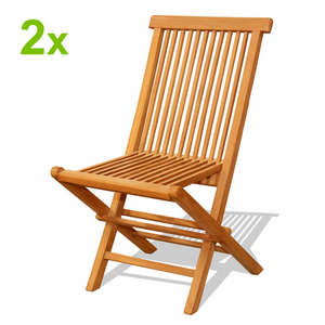 Juego de 2 sillas plegables de jardín en teca maciza cruda fondo blanco imagen 1 concept u