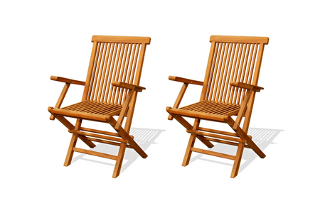 Juego de 2 sillones plegables para jardín en teca maciza cruda formato horizontal concept u
