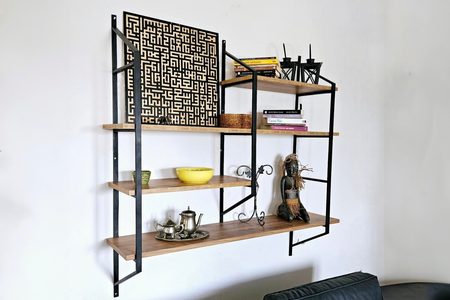 Juego de estanterías rectangulares de madera y tali negro concept u