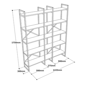 Librería estilo industrial Fabi Concept-Usine dimensiones 1