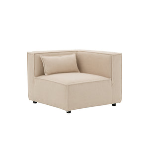 Módulo modular de 3 plazas con bouclette bouclé - beige modular de esquina de 3 cuartos packshot concept u