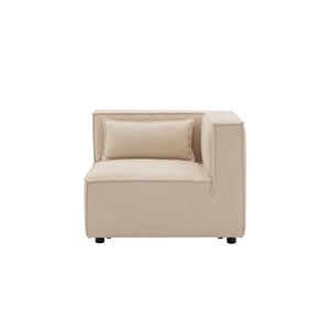 Módulo modular de 3 plazas con bouclette bouclé - beige packshot esquina frente concept u