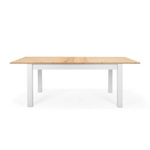 Mesa de comedor de madera Skadar y blanca - fondo blanco 3