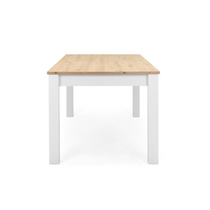 Mesa de comedor de madera Skadar y blanca - fondo blanco 1