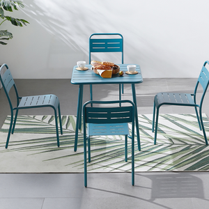 Mesa de jardín cuadrada Bergamo Blue para 4 personas con sillas