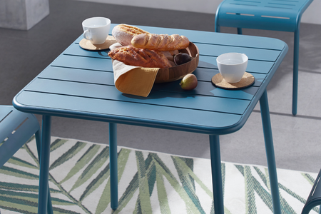 Mesa de jardín para 4 personas cuadrada Bergamo Azul