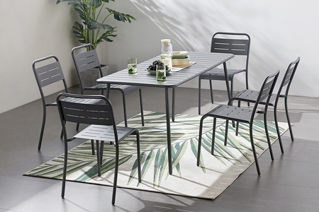 Muebles de jardín comedor de acero bergamo gris oscuro