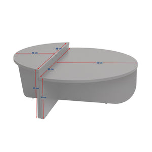 Mesa baja redonda con podio en nogal blanco dimensiones Xyn concept u