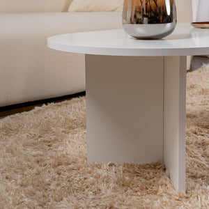 Mesa de centro ovalada blanca con laterales Azos concept u