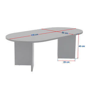 Mesa de centro ovalada blanca, dimensiones Azos concept u