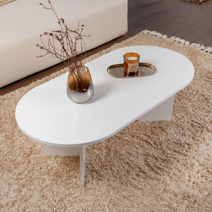 Mesa de centro ovalada con tapa blanca de azos concept u