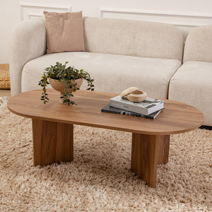 Mesa de centro ovalada de madera estilo Raav concept u