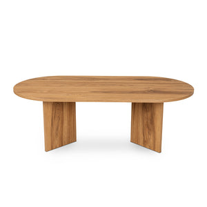 Mesa de centro ovalada de madera vista frontal Raav Packshot concept u