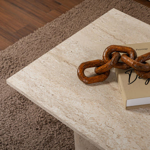 Mesa de centro rectangular con zoom de travertino concept u