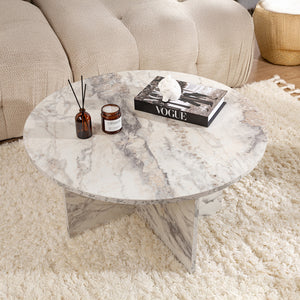 Mesa de centro redonda con tapa de mármol concept u