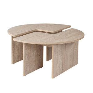 Mesa de centro redonda dúo de travertino Apix Packshot concept u