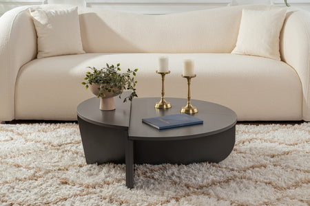 Mesa de centro redonda de 2 piezas antracita ambiente variado concept u