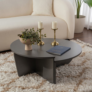 Mesa de centro redonda de 2 piezas antracita vari 3 cuartos concept u