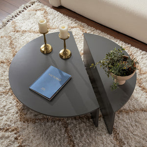 Mesa de centro redonda de dos piezas antracita con tablero variable concept u