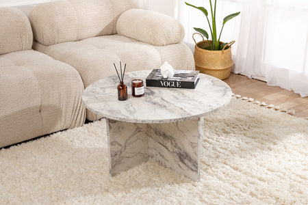 Mesa de centro redonda de mármol con ambiente Vinu concept u