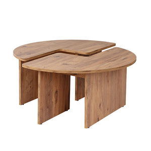 Mesa de centro redonda doble de pino Azus paquete de 2 concept u