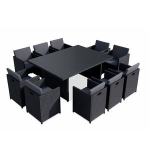 Mesa y sillas de resina empotradas de 6 plazas con funda protectora Miami 6 fondo blanco concept u