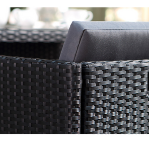Mesa y sillas de resina empotradas de 6 plazas con funda protectora respaldo Miami 6 zoom concept u