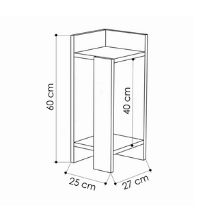 Dimensiones de la mesita de noche industrial.